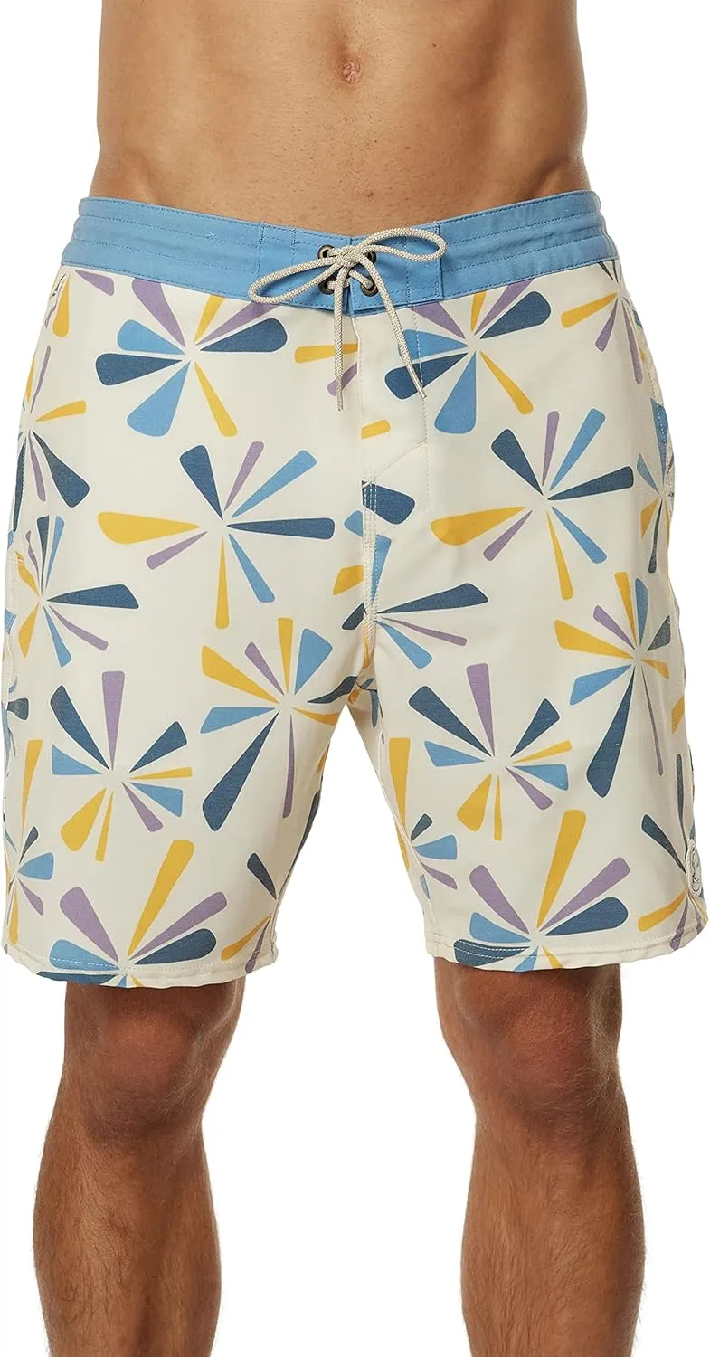 O'NEILL Men's 18 Inch Geo Print Boardshorts - Water Resistant Swim Trunks for Men with Quick Dry Stretch Fabric and Pockets