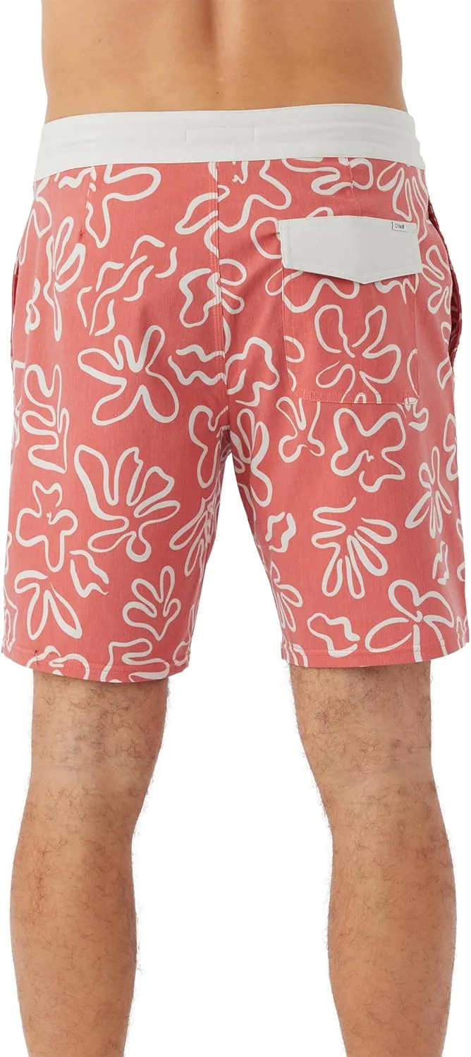O'NEILL Men's 18 Inch Geo Print Boardshorts - Water Resistant Swim Trunks for Men with Quick Dry Stretch Fabric and Pockets