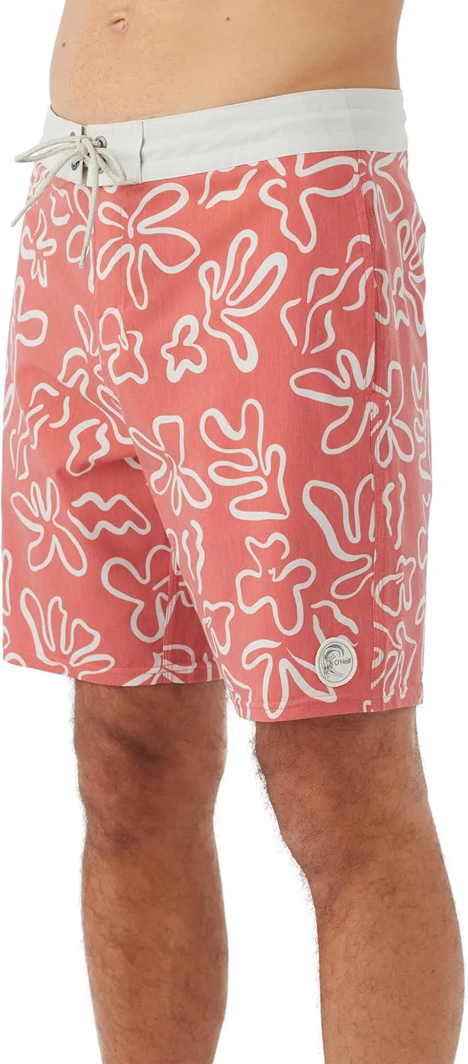 O'NEILL Men's 18 Inch Geo Print Boardshorts - Water Resistant Swim Trunks for Men with Quick Dry Stretch Fabric and Pockets