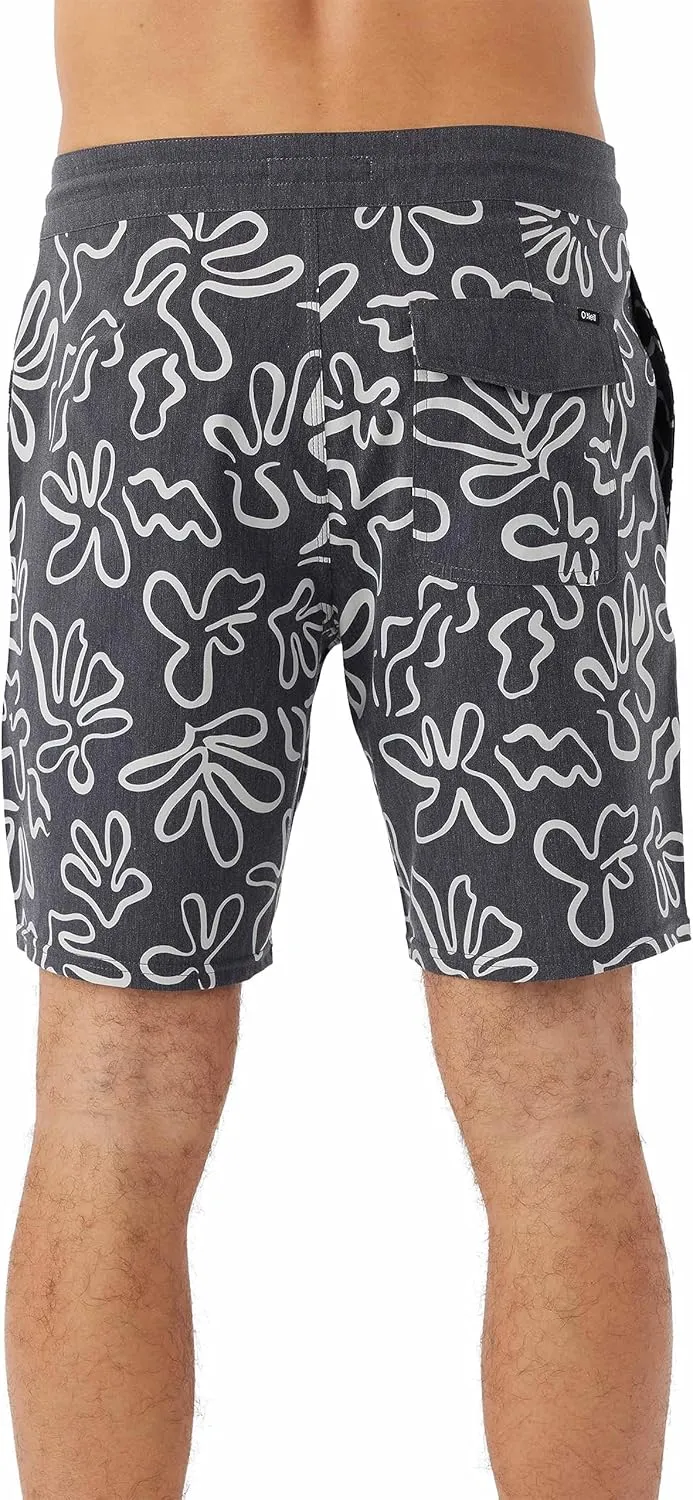 O'NEILL Men's 18 Inch Geo Print Boardshorts - Water Resistant Swim Trunks for Men with Quick Dry Stretch Fabric and Pockets
