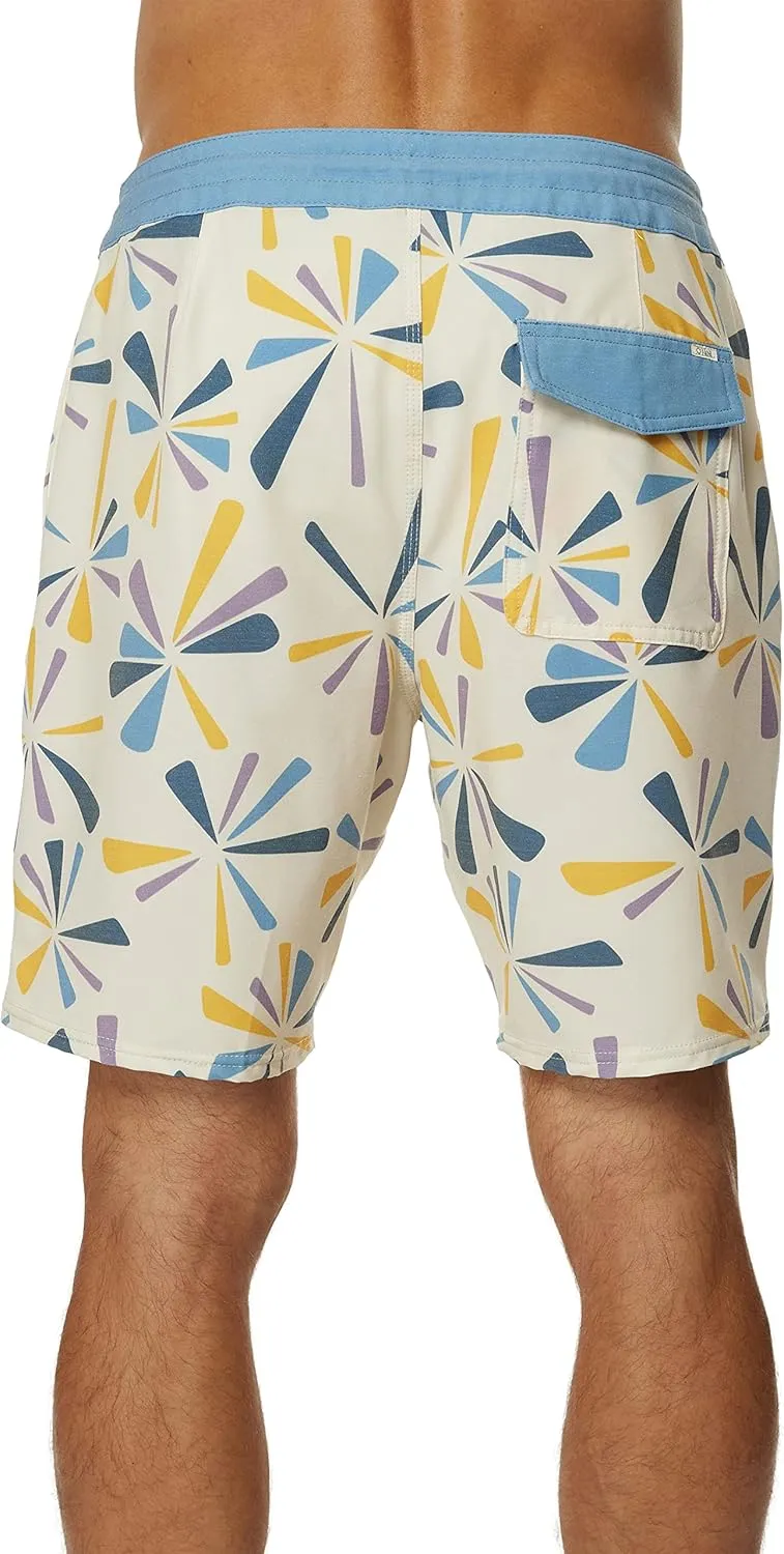 O'NEILL Men's 18 Inch Geo Print Boardshorts - Water Resistant Swim Trunks for Men with Quick Dry Stretch Fabric and Pockets