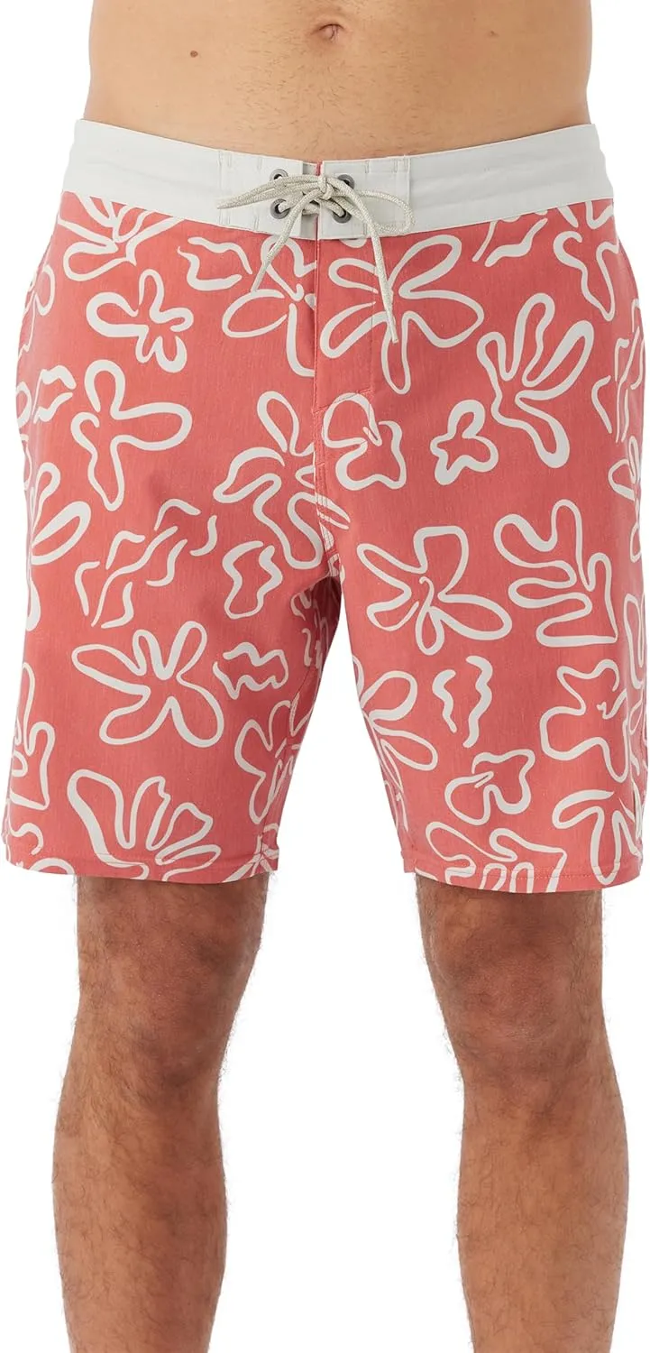 O'NEILL Men's 18 Inch Geo Print Boardshorts - Water Resistant Swim Trunks for Men with Quick Dry Stretch Fabric and Pockets