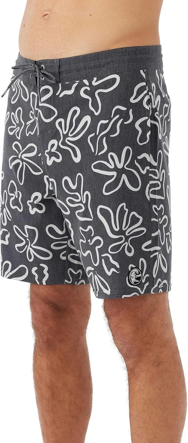 O'NEILL Men's 18 Inch Geo Print Boardshorts - Water Resistant Swim Trunks for Men with Quick Dry Stretch Fabric and Pockets