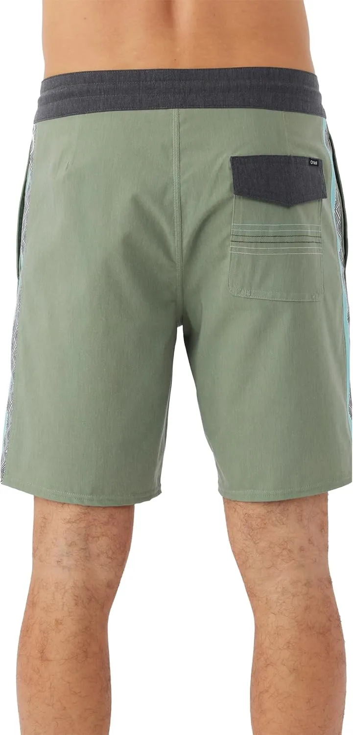 O'NEILL Men's 18 Inch Side Stripe Boardshorts - Quick Dry Swim Trunks for Men with Stretch Fabric and Pockets