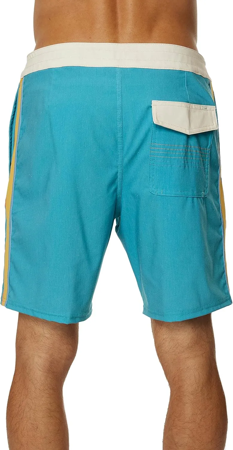 O'NEILL Men's 18 Inch Side Stripe Boardshorts - Quick Dry Swim Trunks for Men with Stretch Fabric and Pockets