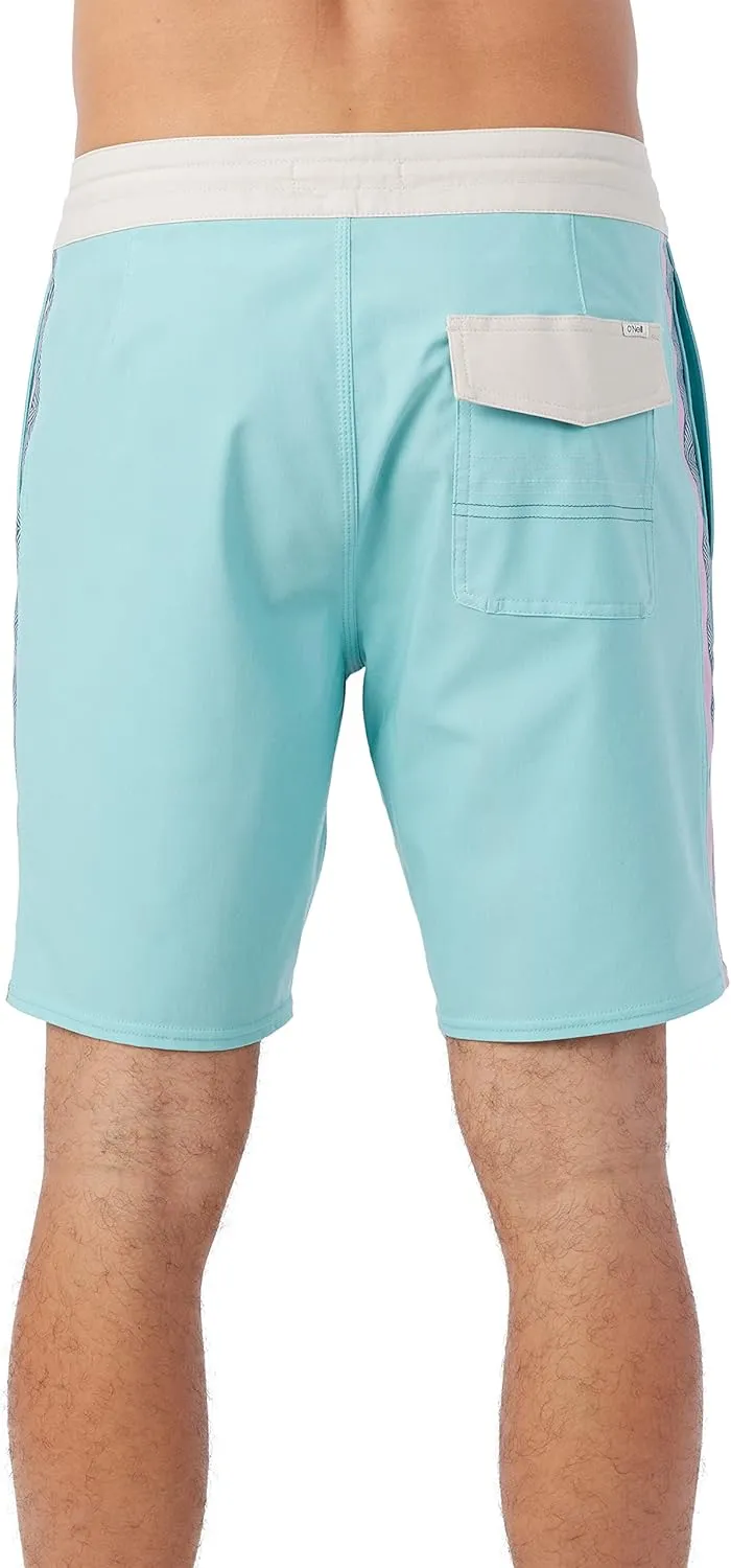 O'NEILL Men's 18 Inch Side Stripe Boardshorts - Quick Dry Swim Trunks for Men with Stretch Fabric and Pockets