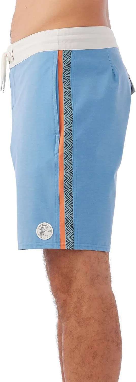 O'NEILL Men's 18 Inch Side Stripe Boardshorts - Quick Dry Swim Trunks for Men with Stretch Fabric and Pockets