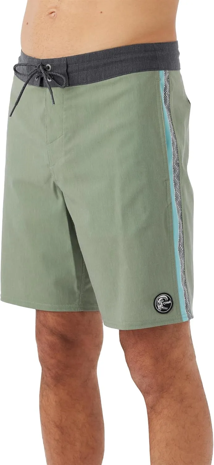 O'NEILL Men's 18 Inch Side Stripe Boardshorts - Quick Dry Swim Trunks for Men with Stretch Fabric and Pockets