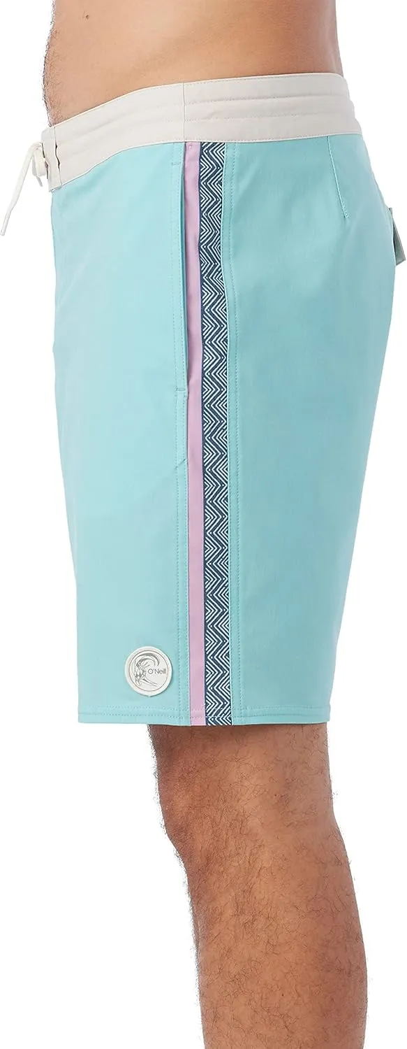 O'NEILL Men's 18 Inch Side Stripe Boardshorts - Quick Dry Swim Trunks for Men with Stretch Fabric and Pockets