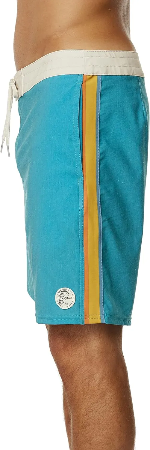 O'NEILL Men's 18 Inch Side Stripe Boardshorts - Quick Dry Swim Trunks for Men with Stretch Fabric and Pockets