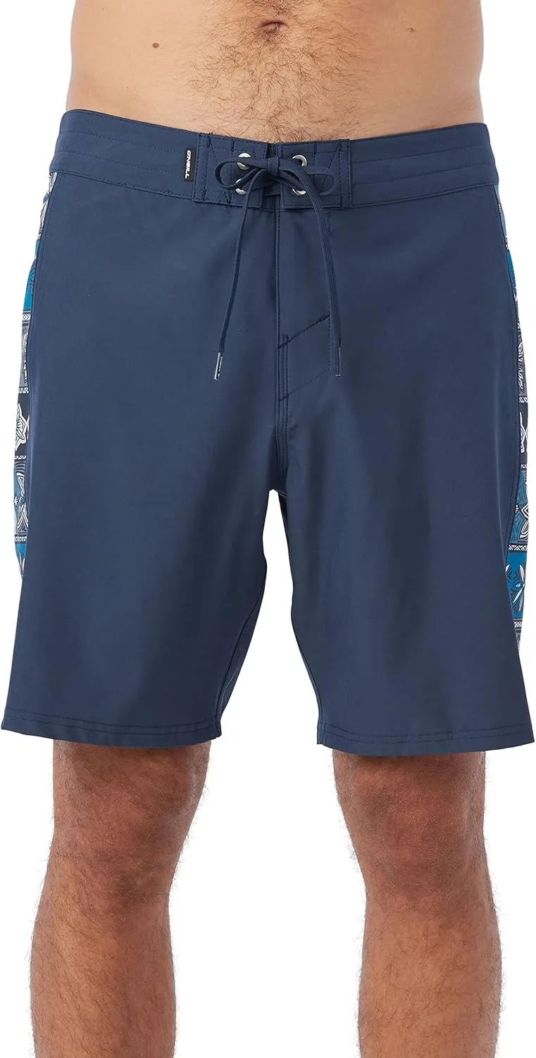 O'NEILL Men's 18 Inch Side Stripe Boardshorts - Quick Dry Swim Trunks for Men with Stretch Fabric and Pockets