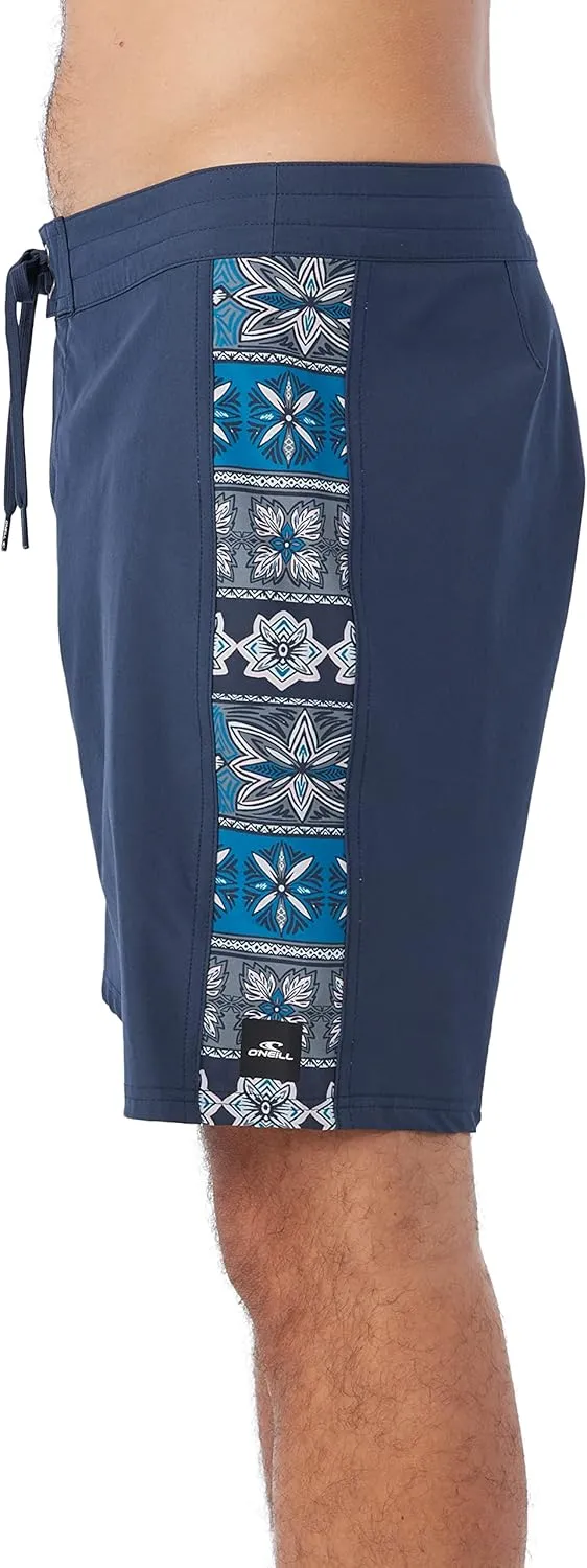 O'NEILL Men's 18 Inch Side Stripe Boardshorts - Quick Dry Swim Trunks for Men with Stretch Fabric and Pockets