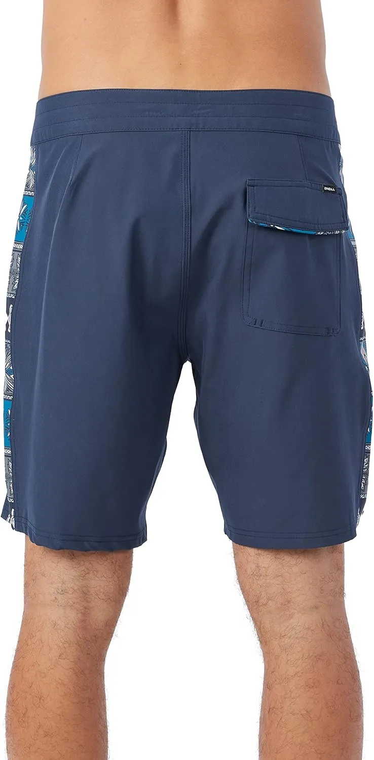O'NEILL Men's 18 Inch Side Stripe Boardshorts - Quick Dry Swim Trunks for Men with Stretch Fabric and Pockets