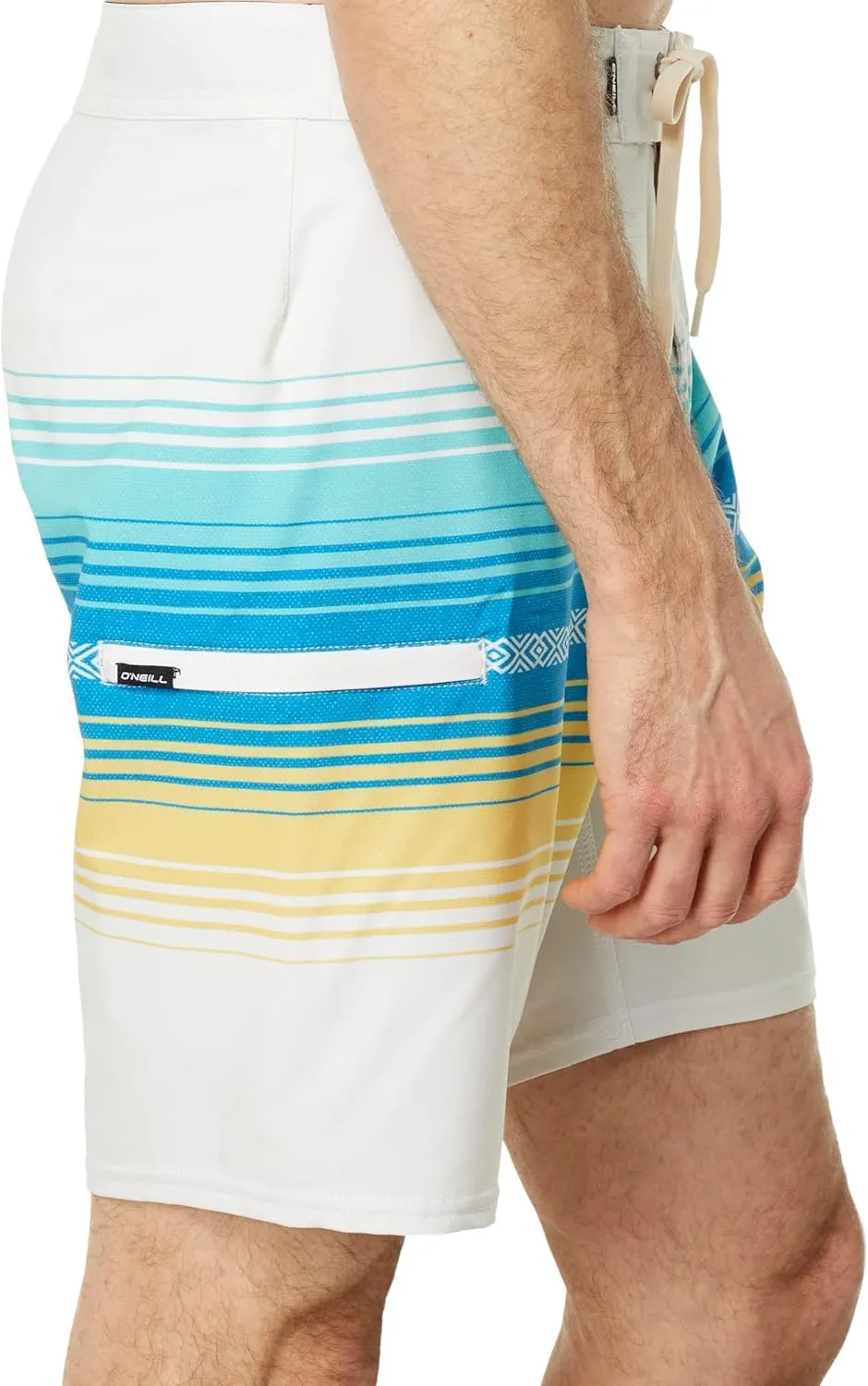 O'NEILL Men's 19 Inch Stripe Boardshorts - Water Resistant Swim Trunks for Men with Quick Dry Stretch Fabric and Pockets
