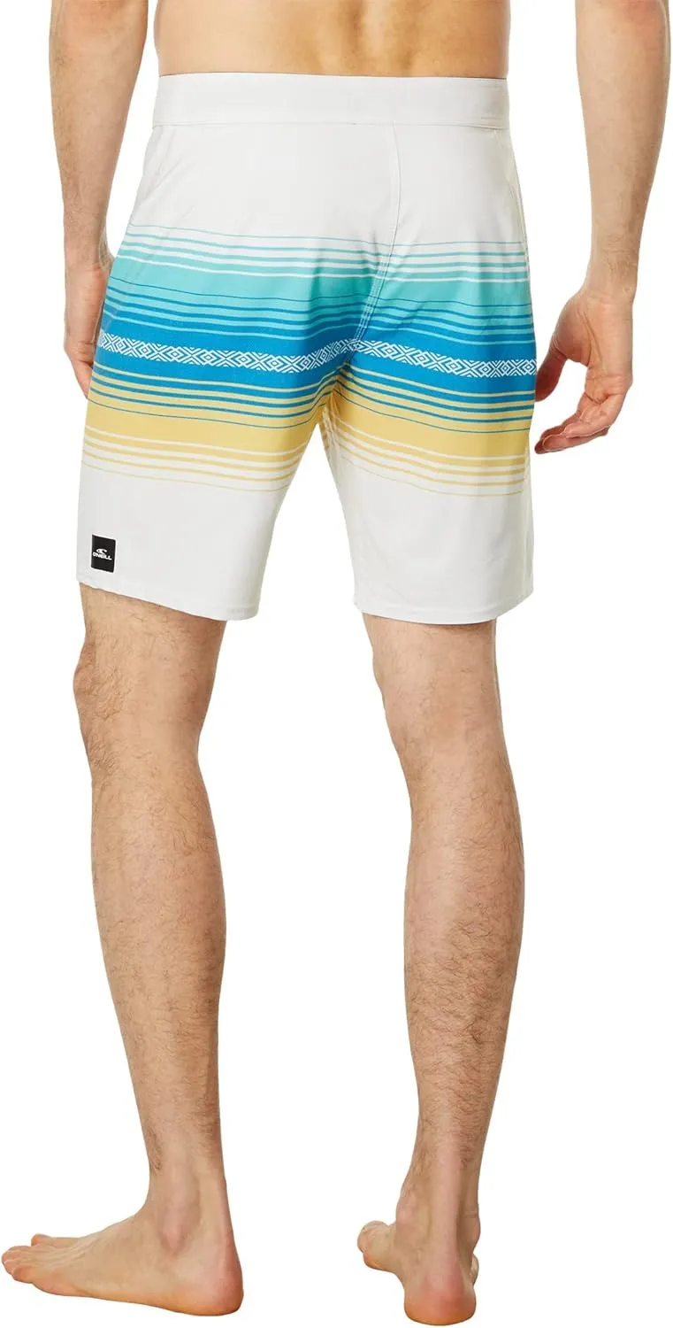 O'NEILL Men's 19 Inch Stripe Boardshorts - Water Resistant Swim Trunks for Men with Quick Dry Stretch Fabric and Pockets