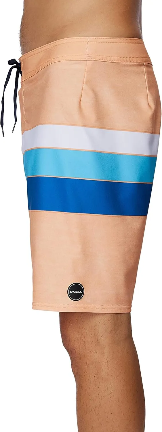 O'NEILL Men's 19 Inch Stripe Boardshorts - Water Resistant Swim Trunks for Men with Quick Dry Stretch Fabric and Pockets