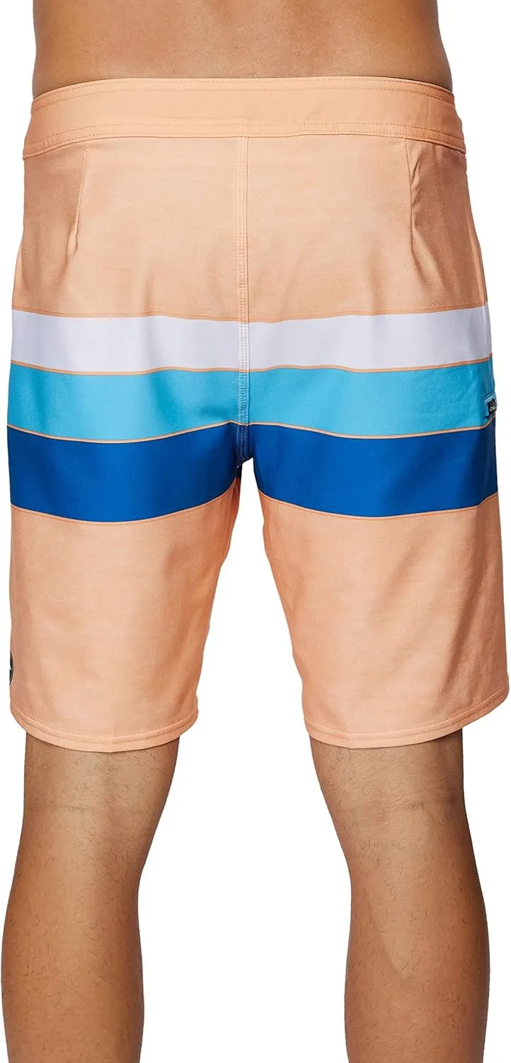 O'NEILL Men's 19 Inch Stripe Boardshorts - Water Resistant Swim Trunks for Men with Quick Dry Stretch Fabric and Pockets