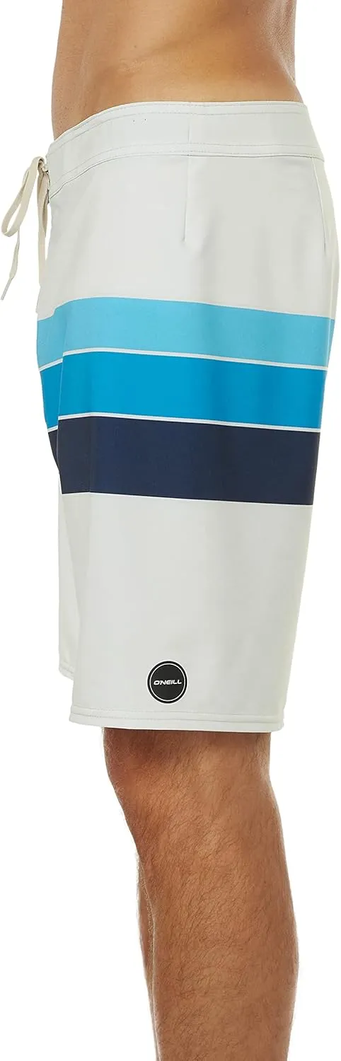 O'NEILL Men's 19 Inch Stripe Boardshorts - Water Resistant Swim Trunks for Men with Quick Dry Stretch Fabric and Pockets