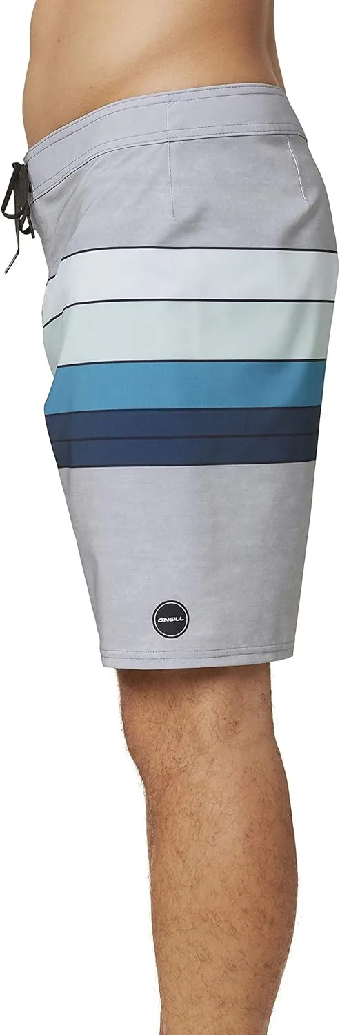 O'NEILL Men's 19 Inch Stripe Boardshorts - Water Resistant Swim Trunks for Men with Quick Dry Stretch Fabric and Pockets