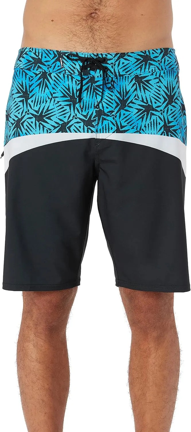 O'NEILL Men's 20 Inch Geo Print Boardshorts - Water Resistant Swim Trunks for Men with Quick Dry Stretch Fabric and Pockets