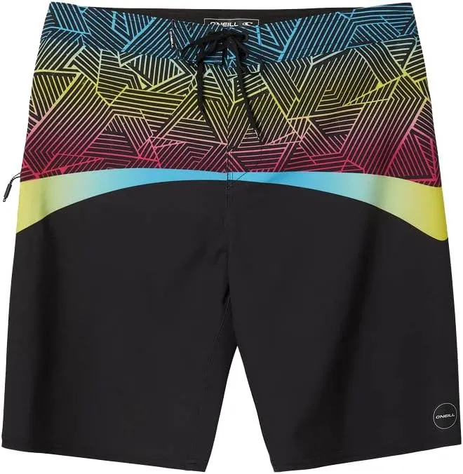 O'NEILL Men's 20 Inch Geo Print Boardshorts - Water Resistant Swim Trunks for Men with Quick Dry Stretch Fabric and Pockets