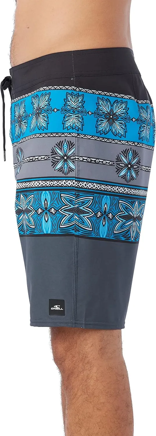 O'NEILL Men's 20 Inch Geo Print Boardshorts - Water Resistant Swim Trunks for Men with Quick Dry Stretch Fabric and Pockets
