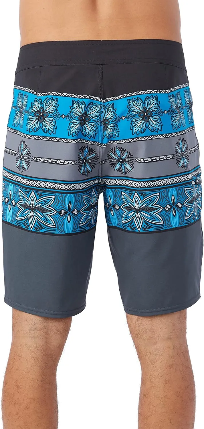 O'NEILL Men's 20 Inch Geo Print Boardshorts - Water Resistant Swim Trunks for Men with Quick Dry Stretch Fabric and Pockets