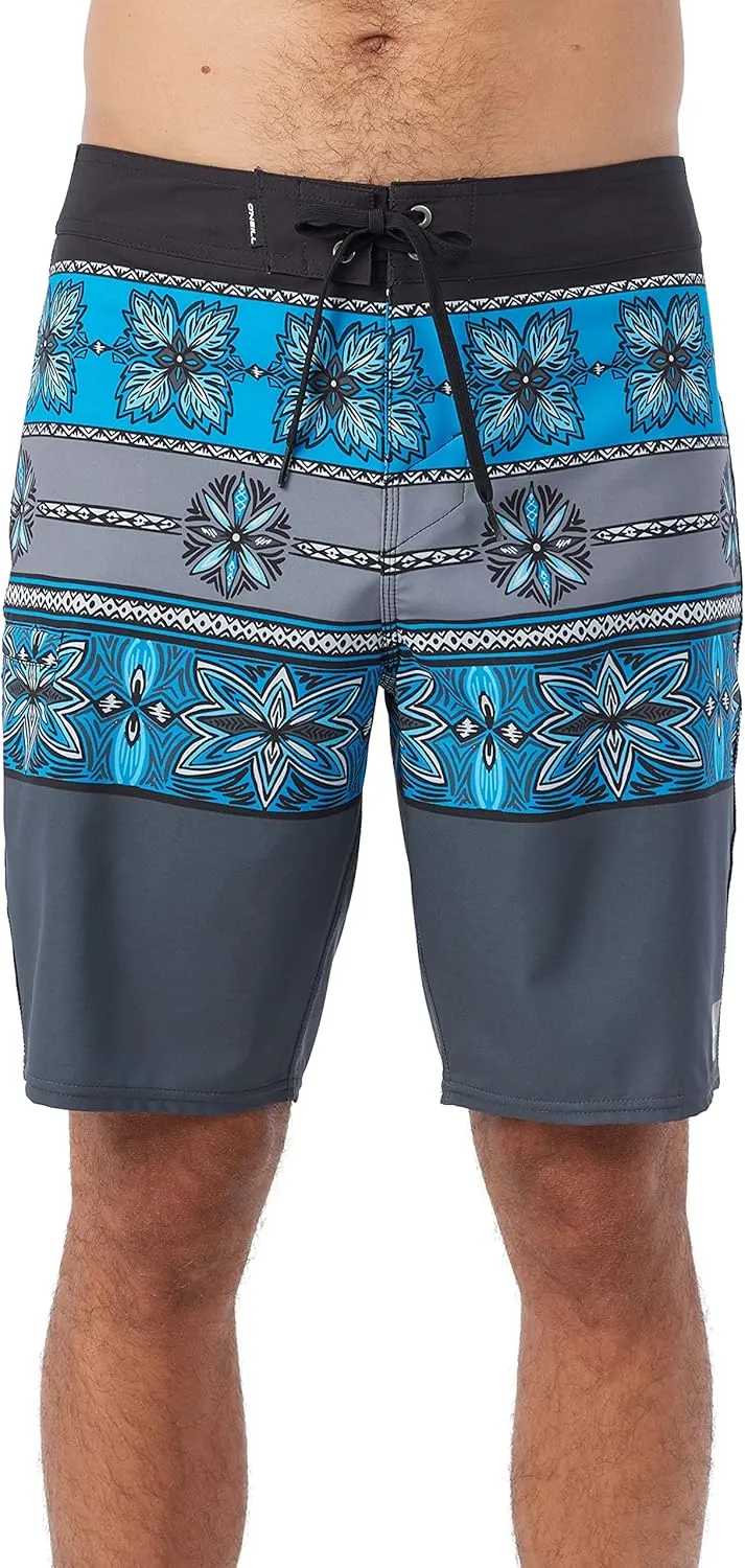 O'NEILL Men's 20 Inch Geo Print Boardshorts - Water Resistant Swim Trunks for Men with Quick Dry Stretch Fabric and Pockets