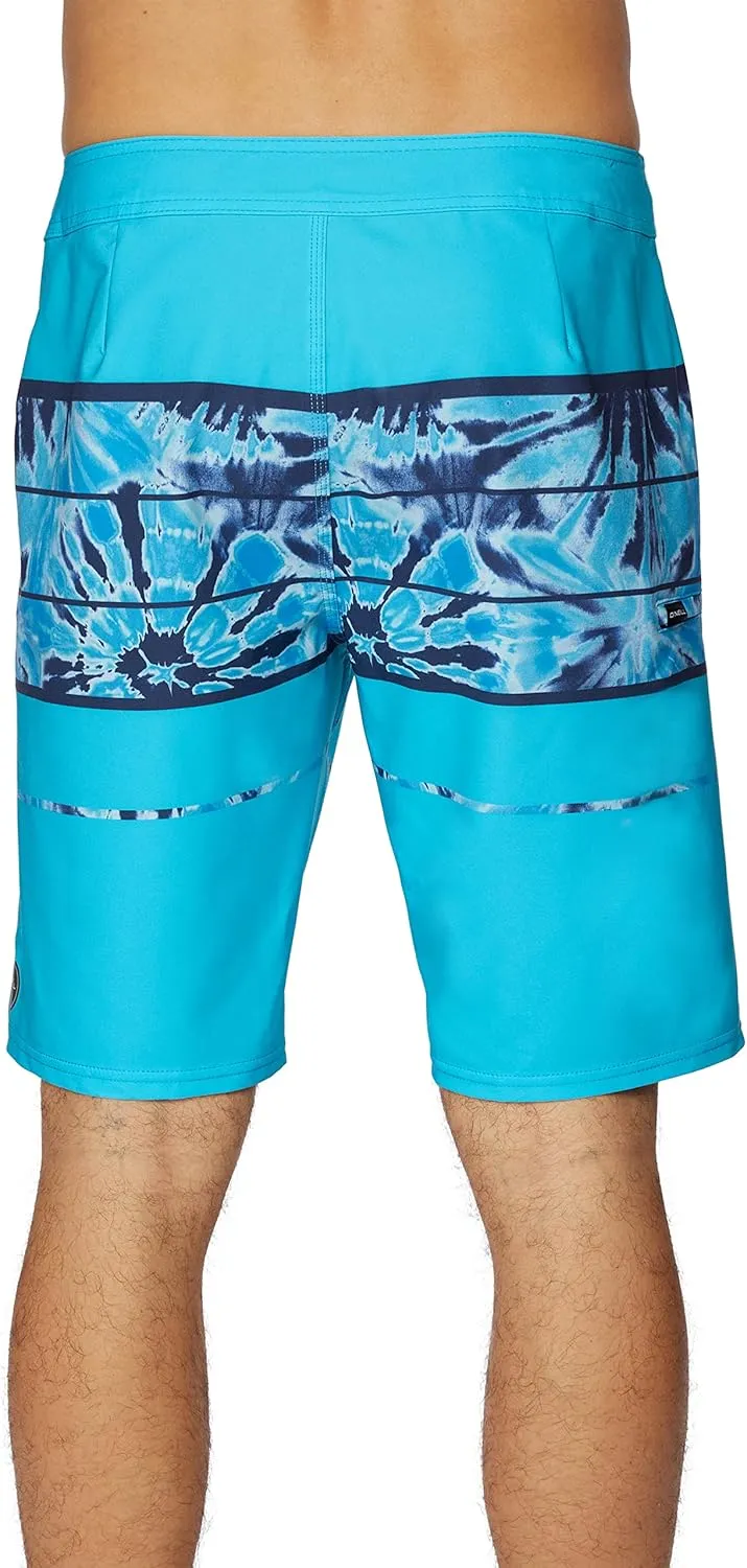 O'NEILL Men's 20 Inch Stripe Boardshorts - Water Resistant Swim Trunks for Men with Quick Dry Stretch Fabric and Pockets