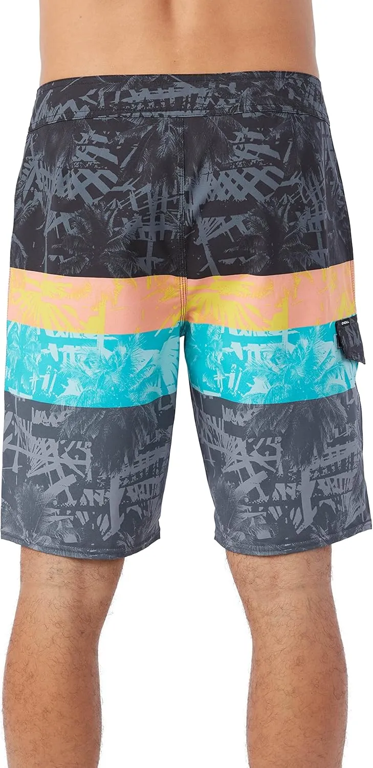 O'NEILL Men's 20 Inch Stripe Boardshorts - Water Resistant Swim Trunks for Men with Quick Dry Stretch Fabric and Pockets