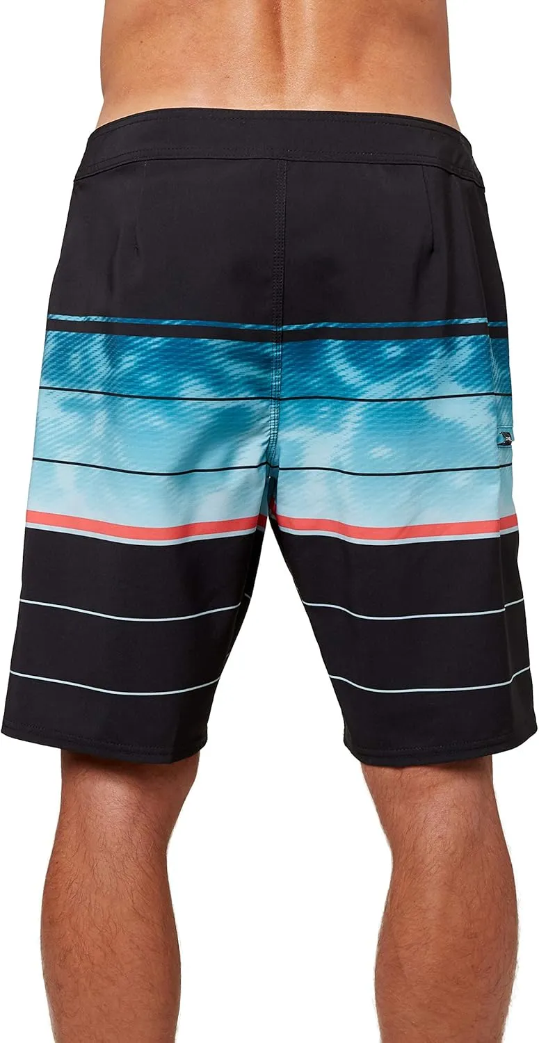O'NEILL Men's 20 Inch Stripe Boardshorts - Water Resistant Swim Trunks for Men with Quick Dry Stretch Fabric and Pockets
