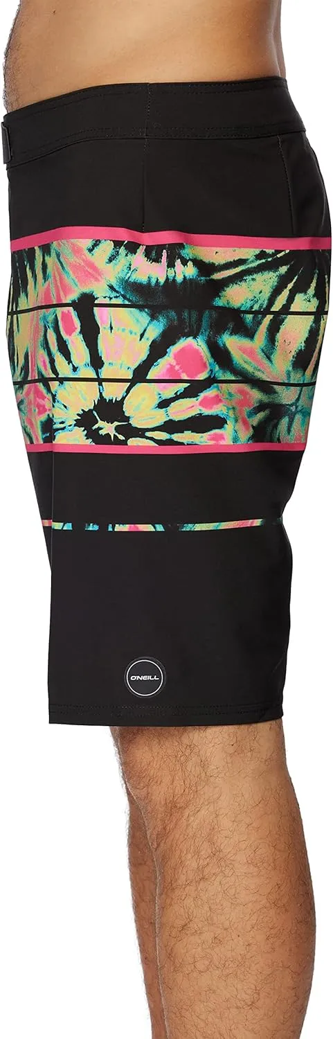 O'NEILL Men's 20 Inch Stripe Boardshorts - Water Resistant Swim Trunks for Men with Quick Dry Stretch Fabric and Pockets