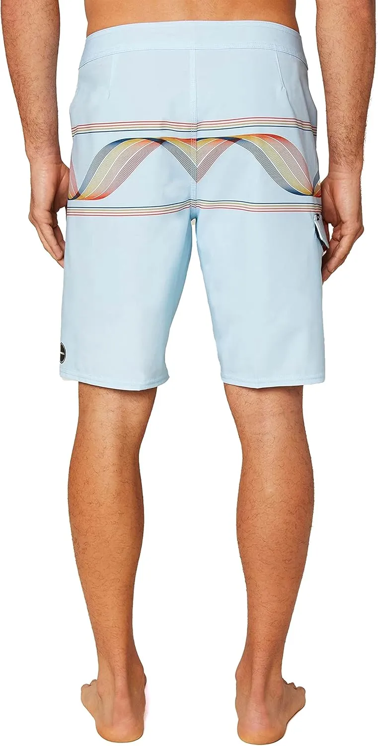 O'NEILL Men's 20 Inch Stripe Boardshorts - Water Resistant Swim Trunks for Men with Quick Dry Stretch Fabric and Pockets