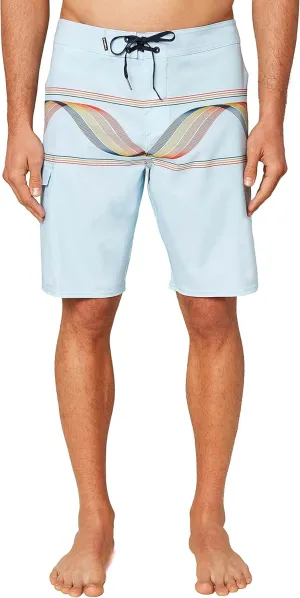 O'NEILL Men's 20 Inch Stripe Boardshorts - Water Resistant Swim Trunks for Men with Quick Dry Stretch Fabric and Pockets