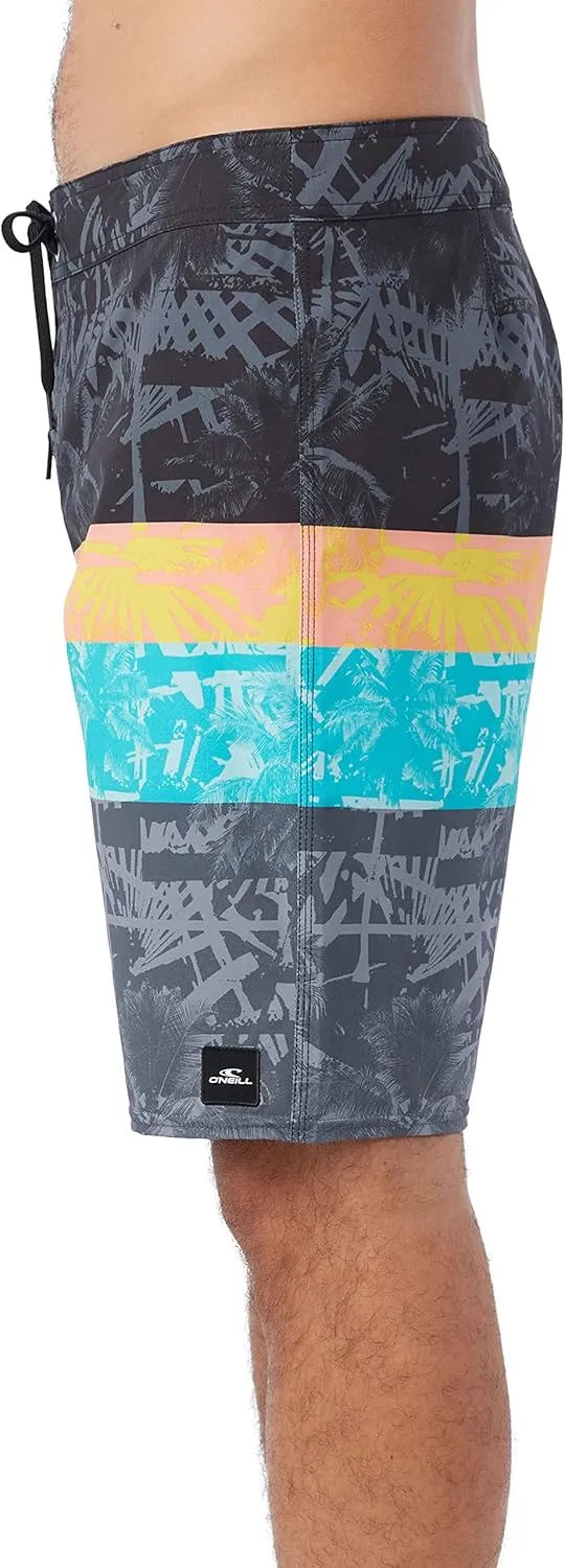 O'NEILL Men's 20 Inch Stripe Boardshorts - Water Resistant Swim Trunks for Men with Quick Dry Stretch Fabric and Pockets