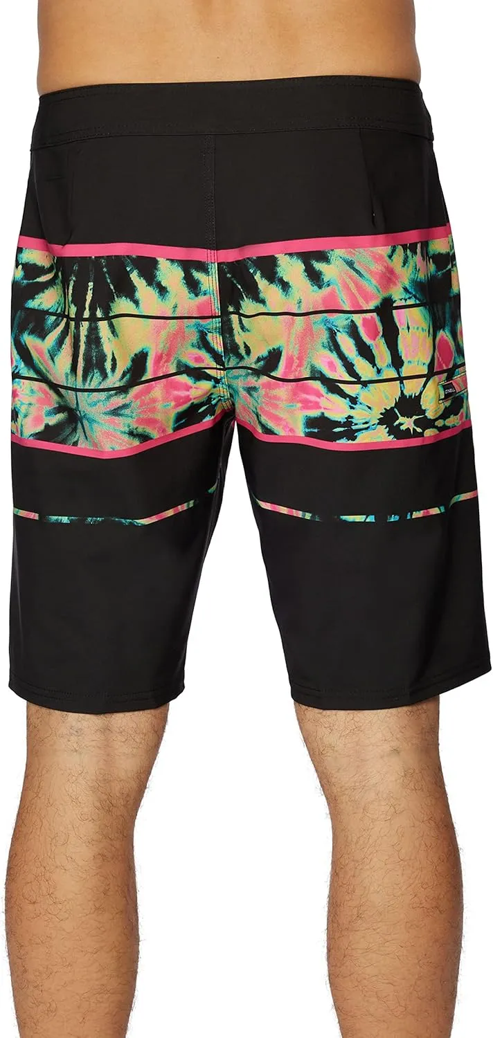 O'NEILL Men's 20 Inch Stripe Boardshorts - Water Resistant Swim Trunks for Men with Quick Dry Stretch Fabric and Pockets