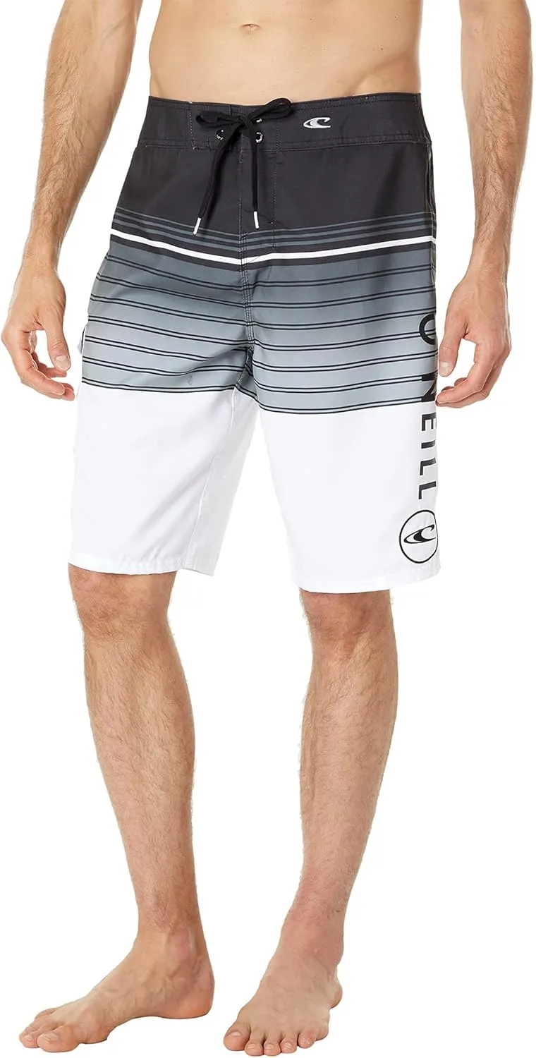 O'NEILL Men's 21 Inch Geo Print Boardshorts - Water Resistant Swim Trunks for Men with Quick Dry Stretch Fabric and Pockets