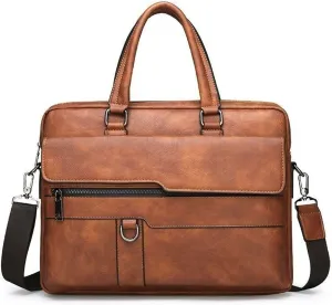 Orange Briefcase for Men, Office Laptop Bag, Water-Resistant Business Messenger with Shoulder Strap