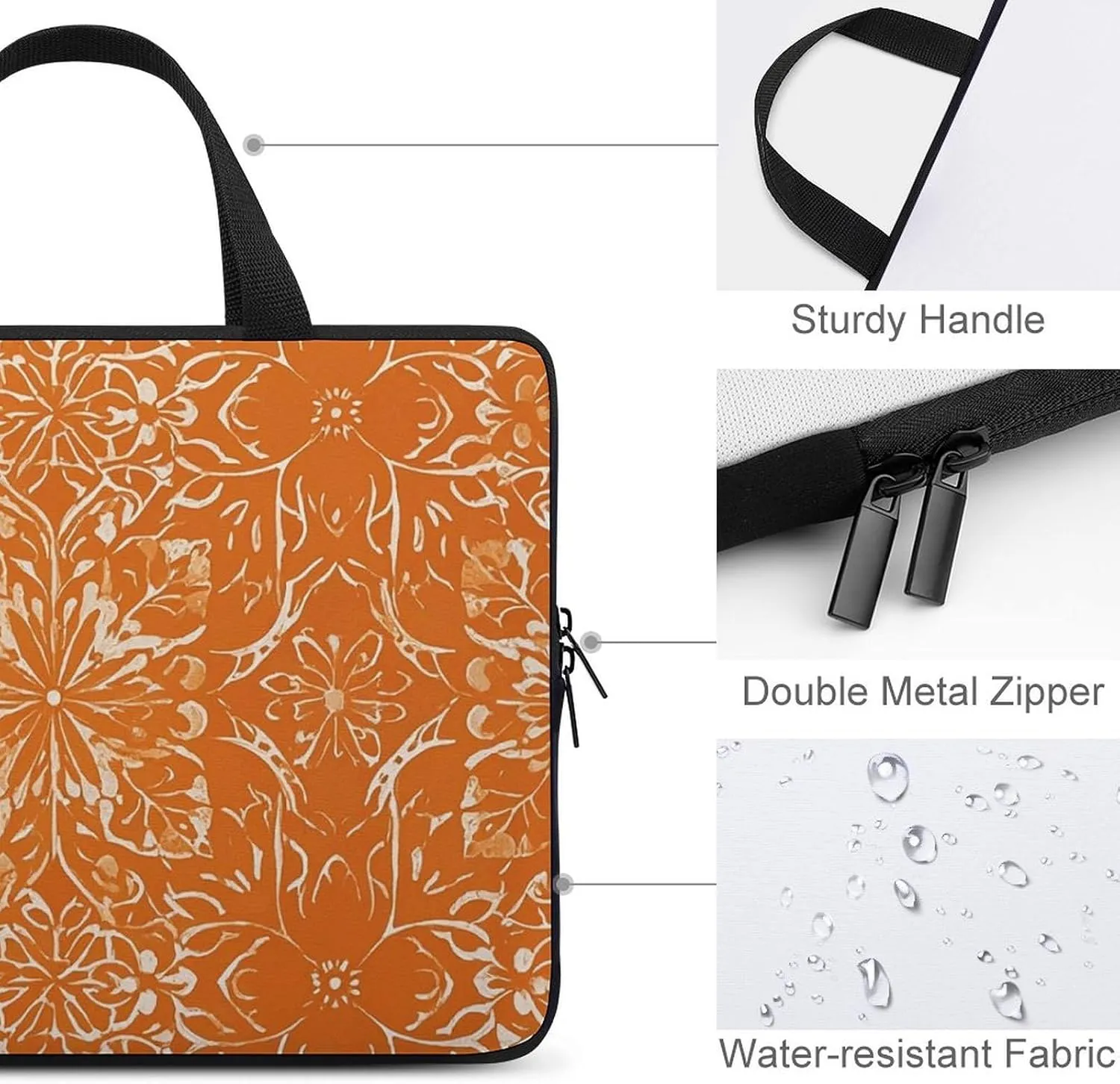 Orange Pattern Laptop Bag Durable Laptop Sleeve Water-Resistant Notebook Bag for Computer Or Tablet