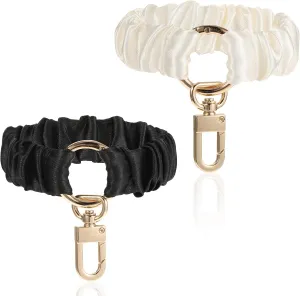 Ouligay 2 Pcs Scrunchie Keychain Wristlet, Elastic Wrist Key Chain, Multifunctional Keychain Wristlet for Women,Key Ring Bracelet,Key Chain Accessories for Women(Black White)