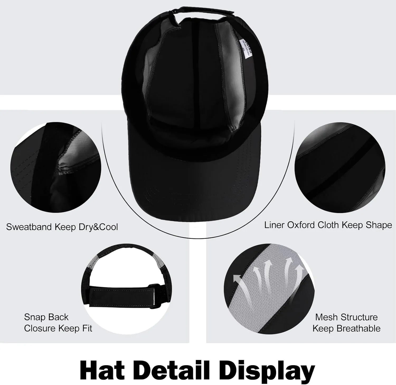 Oversize L/XL/XXL Men's Running Cap - Breathable Mesh Sports Cap for Big Heads - Waterproof & Quick Drying Snapback Hat