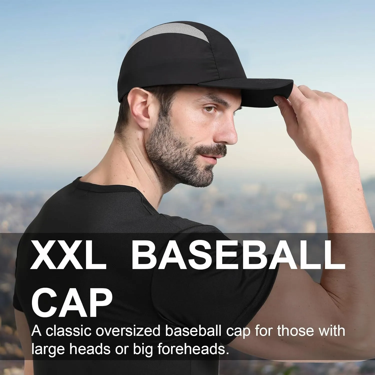 Oversize L/XL/XXL Men's Running Cap - Breathable Mesh Sports Cap for Big Heads - Waterproof & Quick Drying Snapback Hat