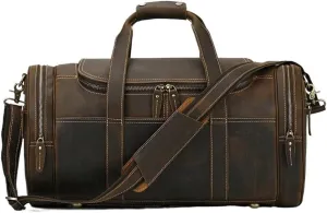 Oversized Travel Duffel Bag Waterproof Genuine Leather Weekend bag Weekender Overnight Carryon Hand Men's