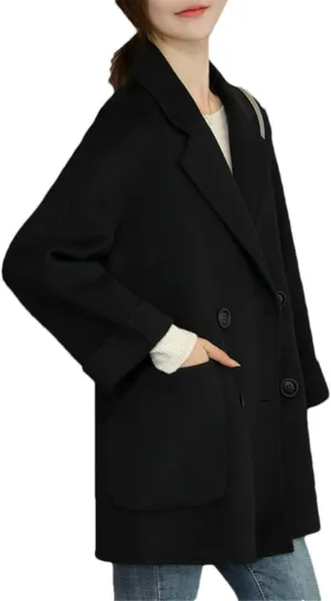 Ownwfeat Women Wool Coat Long Sleeve Office Lady Trench Coat