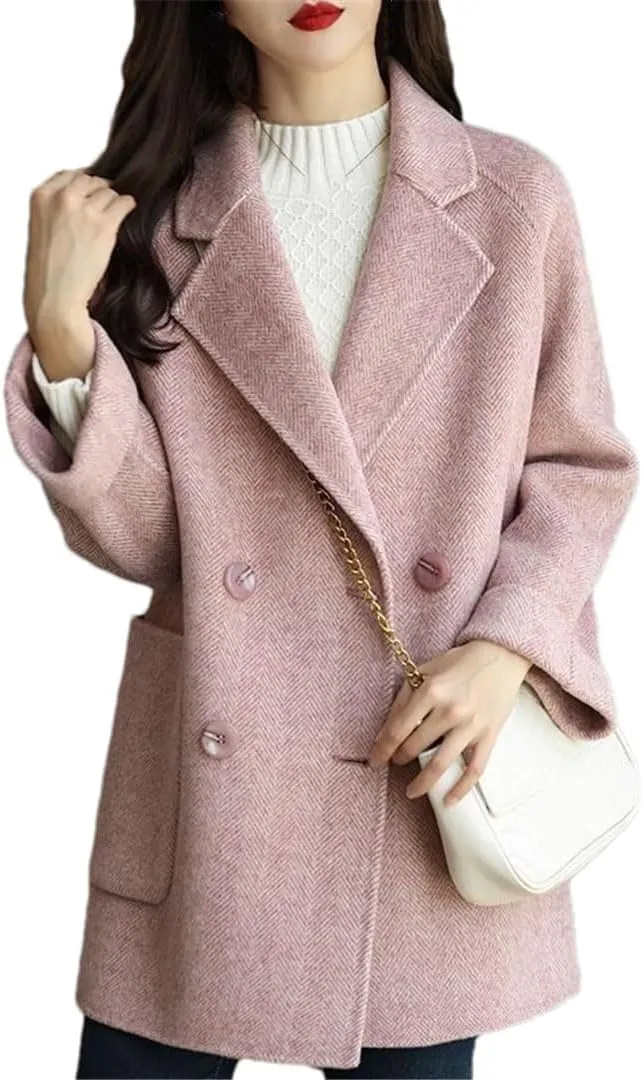 Ownwfeat Women Wool Coat Long Sleeve Office Lady Trench Coat