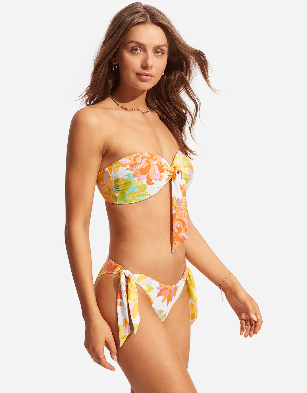 Palm Springs Twist Tie Front Bandeau Bikini Top - Limelight