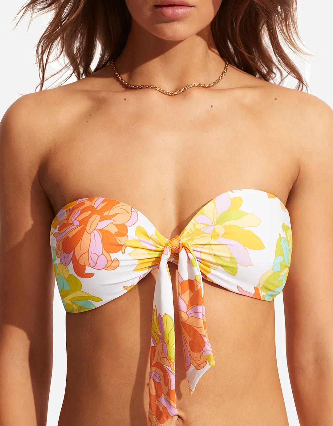 Palm Springs Twist Tie Front Bandeau Bikini Top - Limelight
