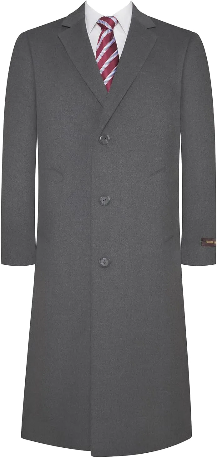 P&L Mens Top Coat Premium Wool Blend Overcoat Winter Long Trench Pea Coat For Men