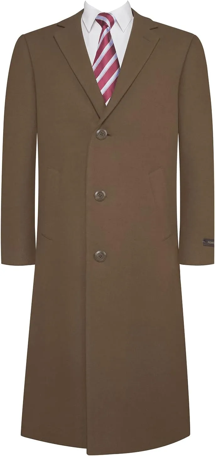 P&L Mens Top Coat Premium Wool Blend Overcoat Winter Long Trench Pea Coat For Men