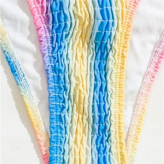 Pansexual Pride Pastel Stripe Smocked Bikini